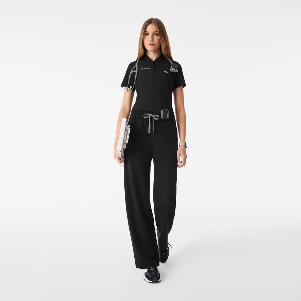 Roslyn Wide-Leg Scrub Pant - Black