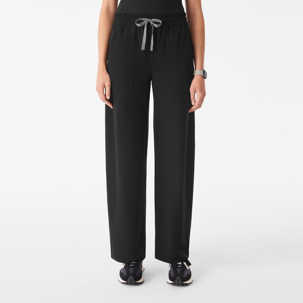 Roslyn Wide-Leg Scrub Pant - Black