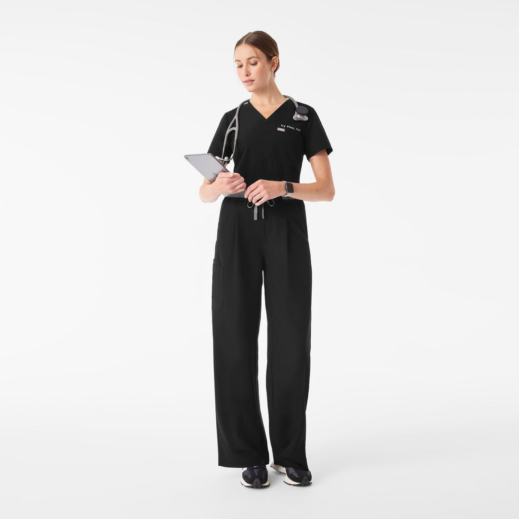 Shelby Ultra-High-Rise Wide-Leg Scrub Pant - Black