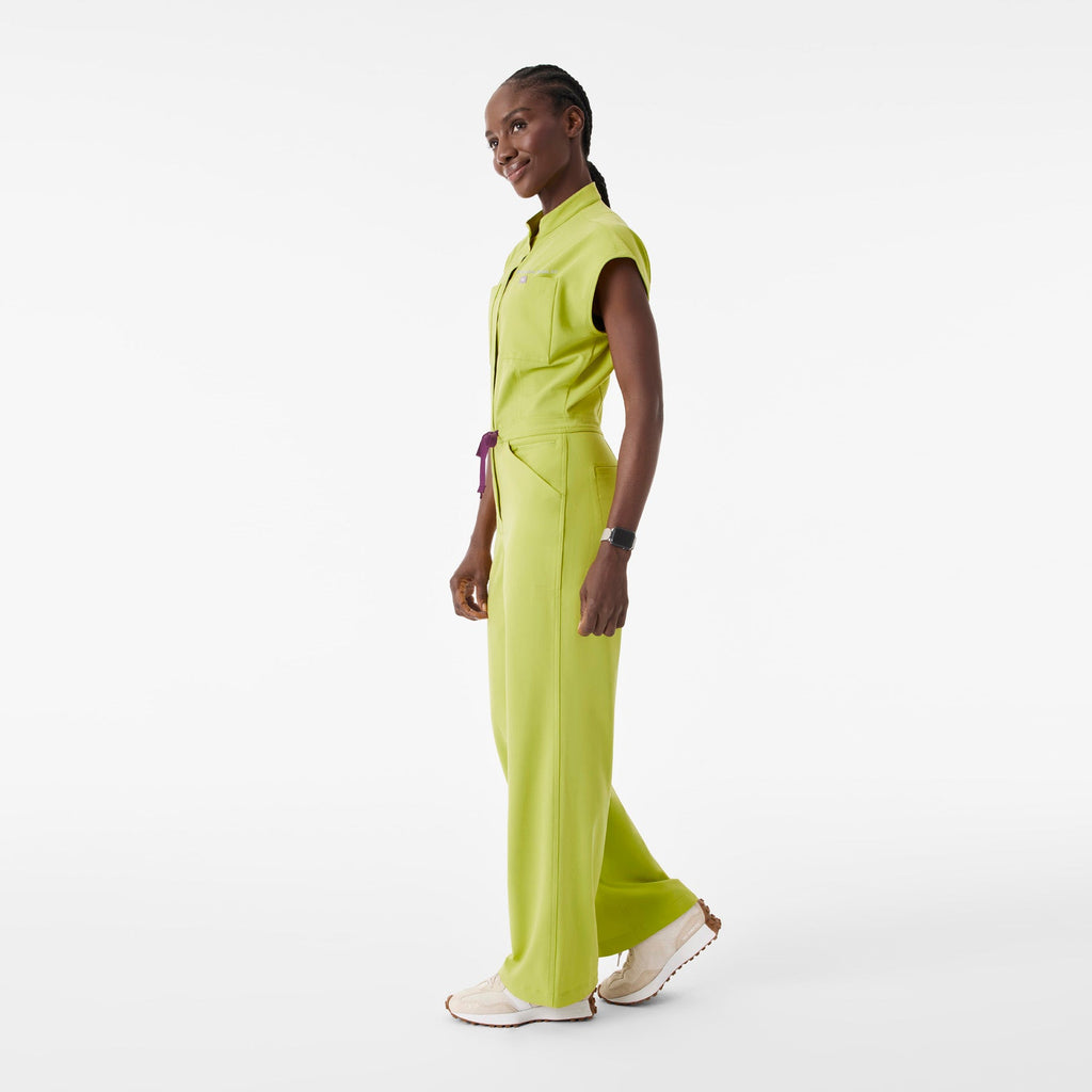 Rafaela Wide-Leg ScrubJumpsuit™ - Celery