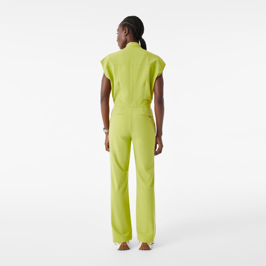 Rafaela Wide-Leg ScrubJumpsuit™ - Celery