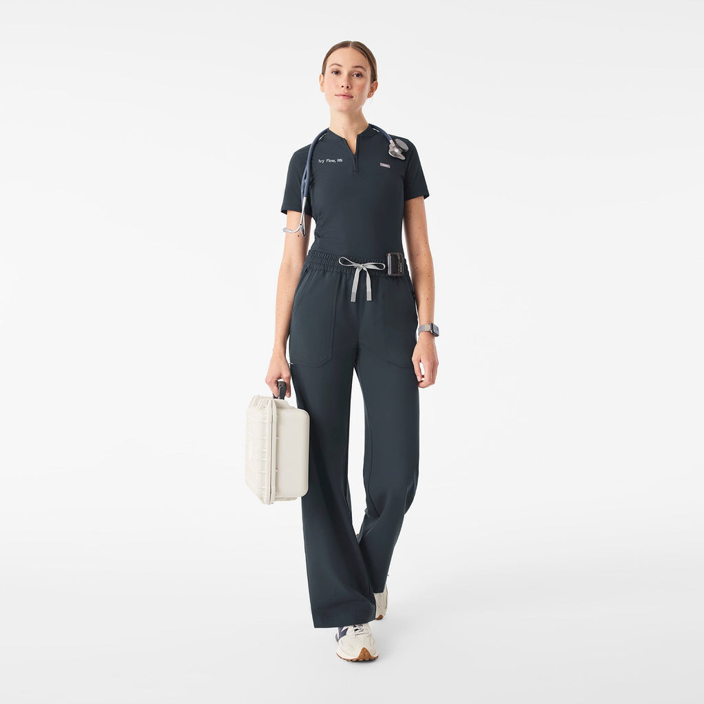 Roslyn Wide-Leg Scrub Pant - Dark Harbor