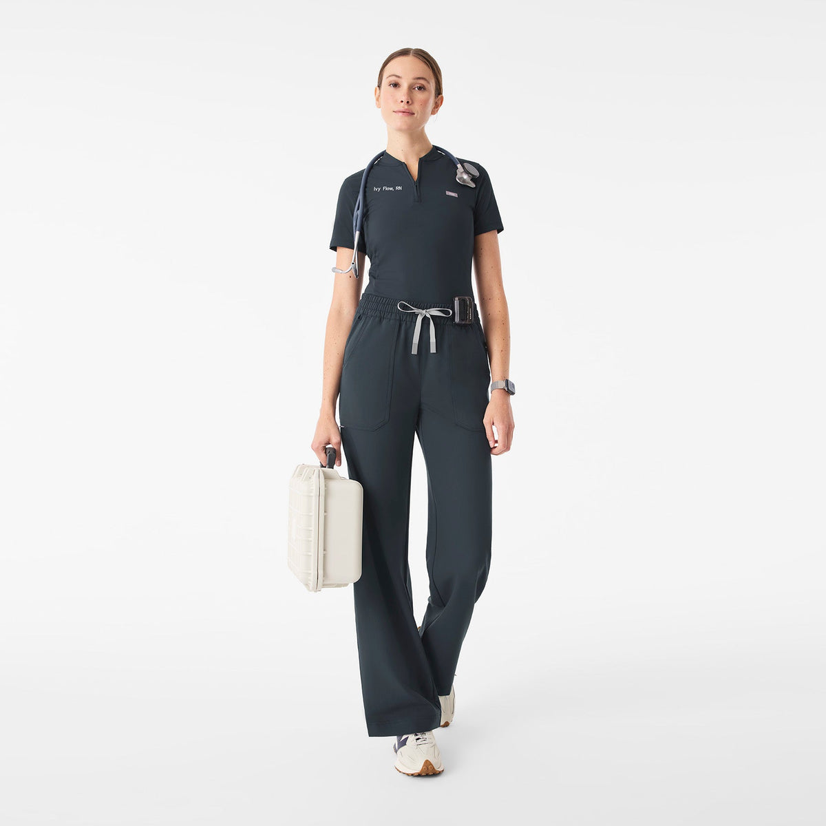Roslyn Wide-Leg Scrub Pant - Dark Harbor