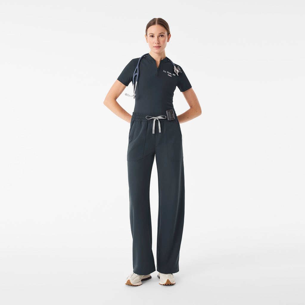Roslyn Wide-Leg Scrub Pant - Dark Harbor