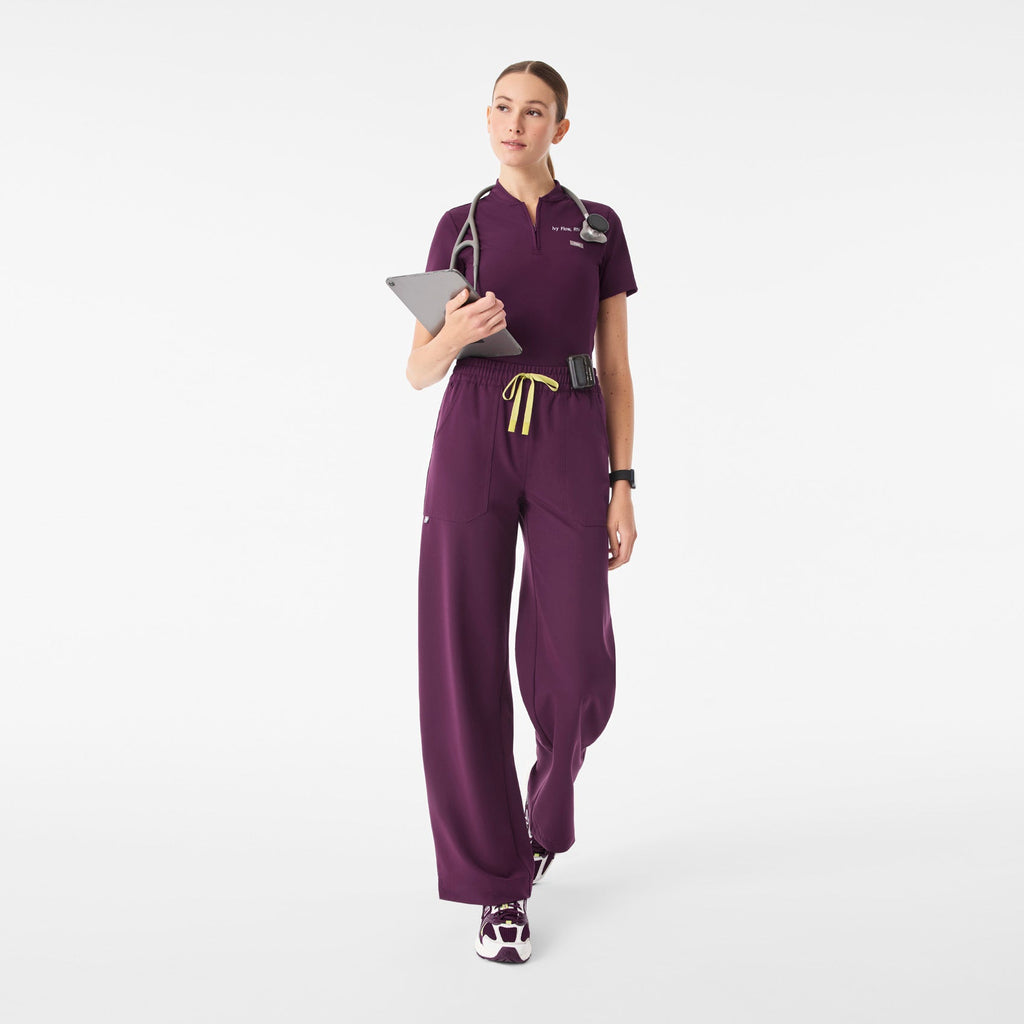 Roslyn Wide-Leg Scrub Pant - Deep Purple