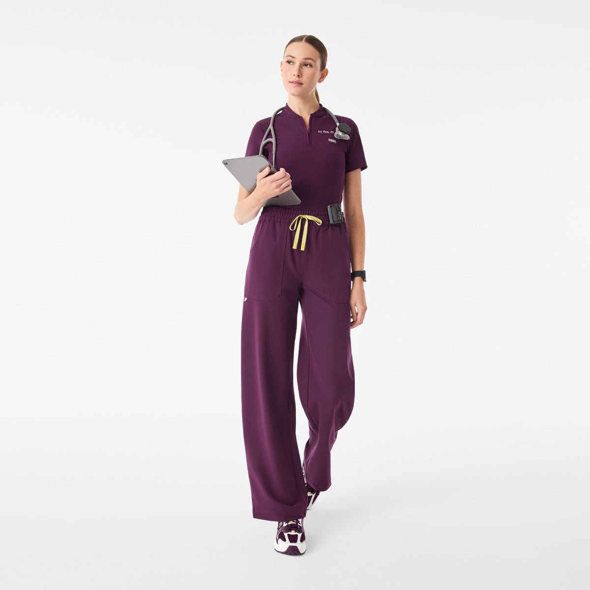 Roslyn Wide-Leg Scrub Pant - Deep Purple