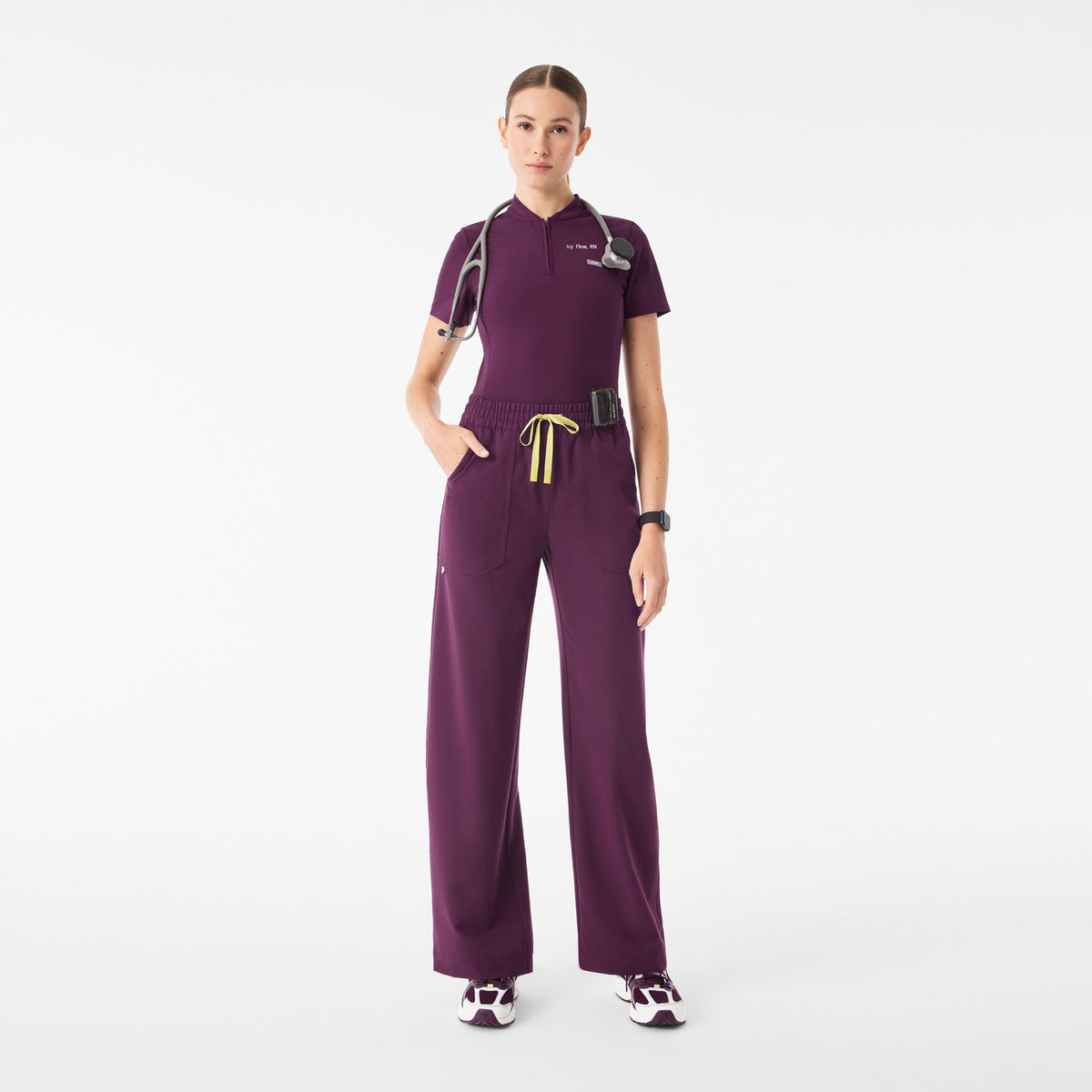 Roslyn Wide-Leg Scrub Pant - Deep Purple
