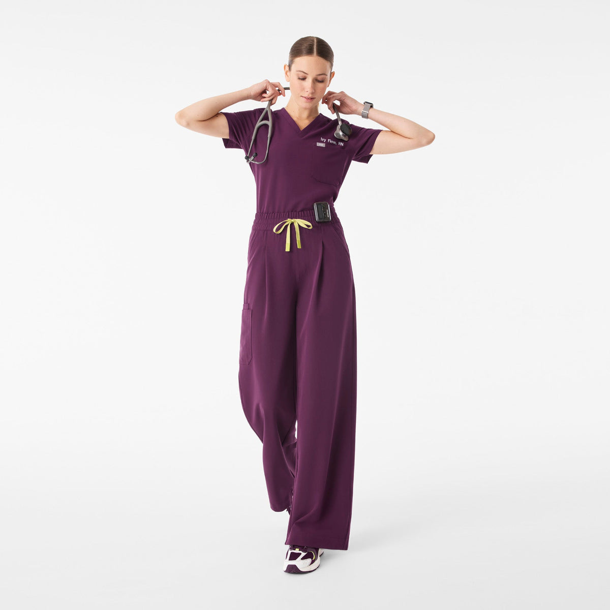 Shelby Ultra-High-Rise Wide-Leg Scrub Pant - Deep Purple