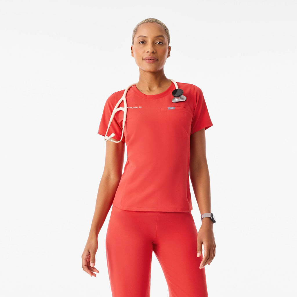Eliza Slim Scrub Top - Hibiscus