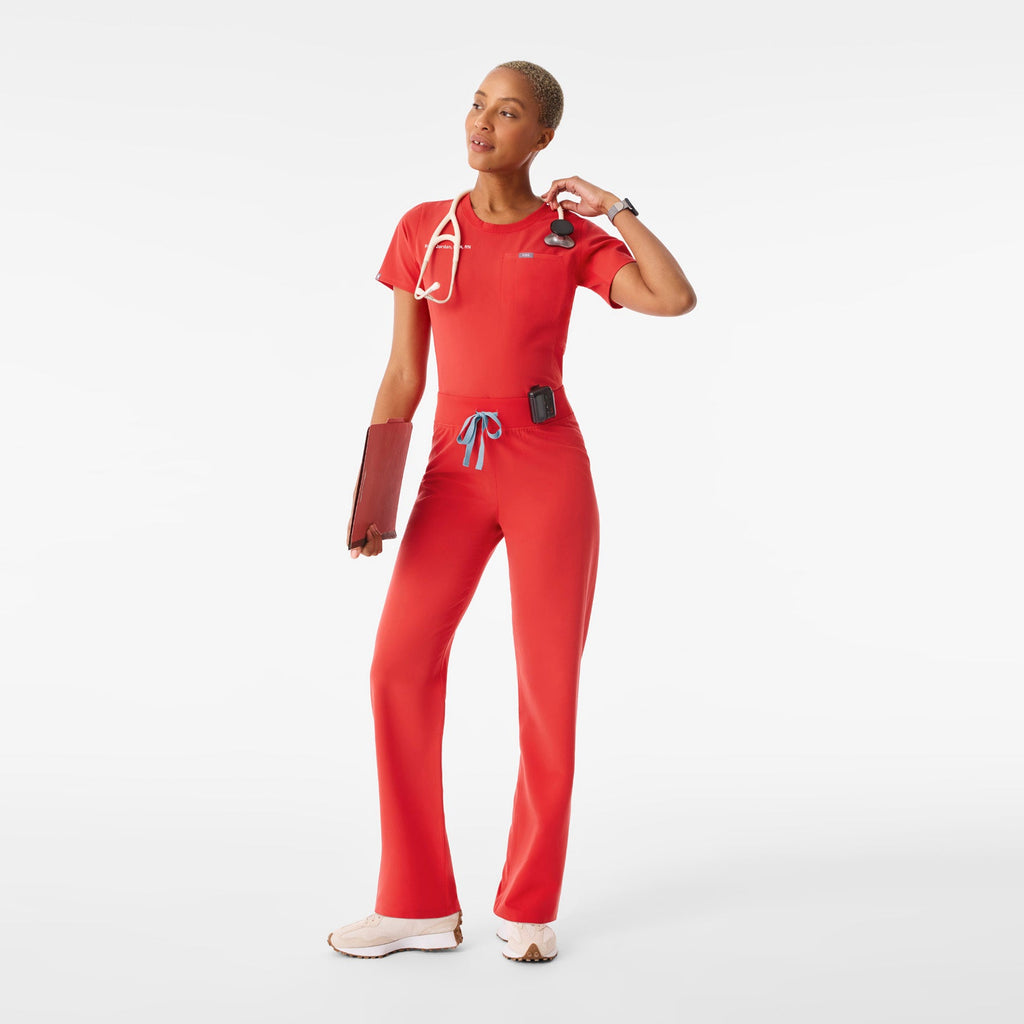Eliza Slim Scrub Top - Hibiscus