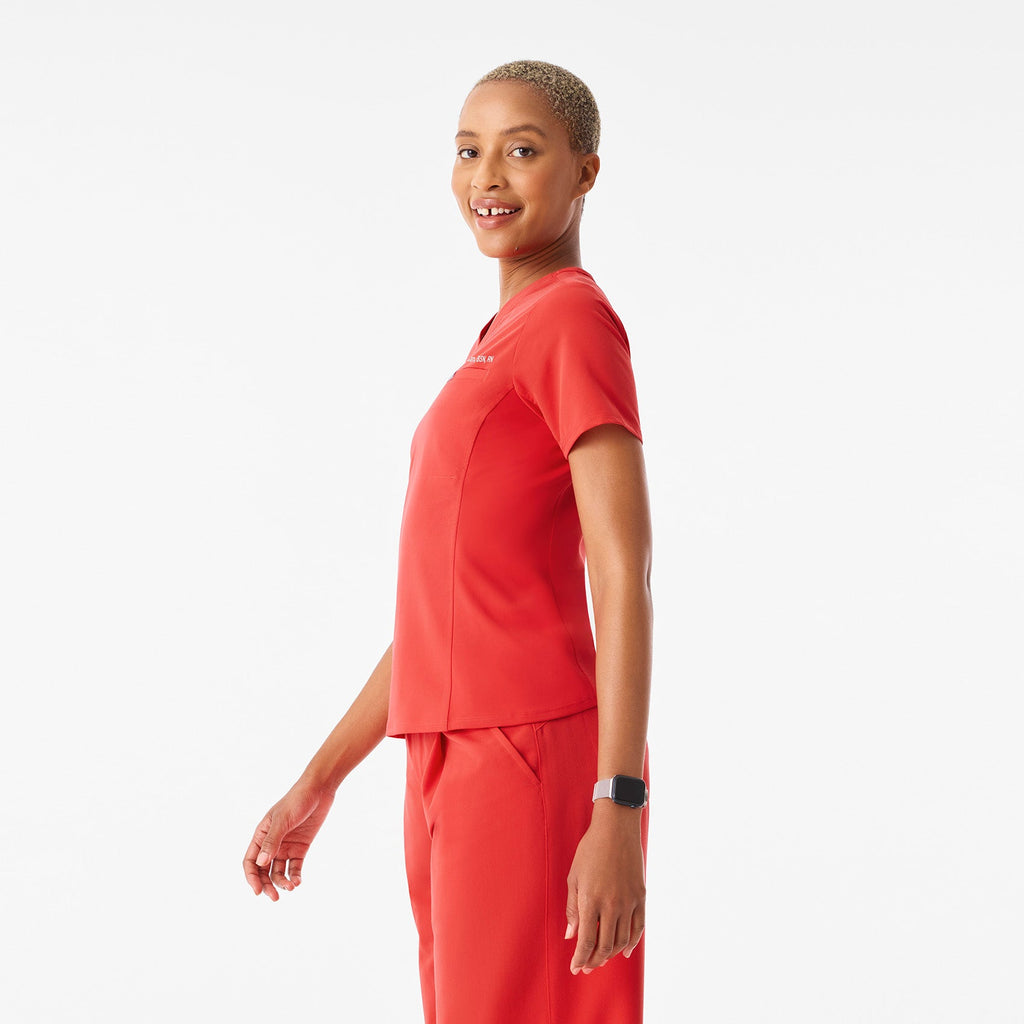 Everly Slim Scrub Top - Hibiscus