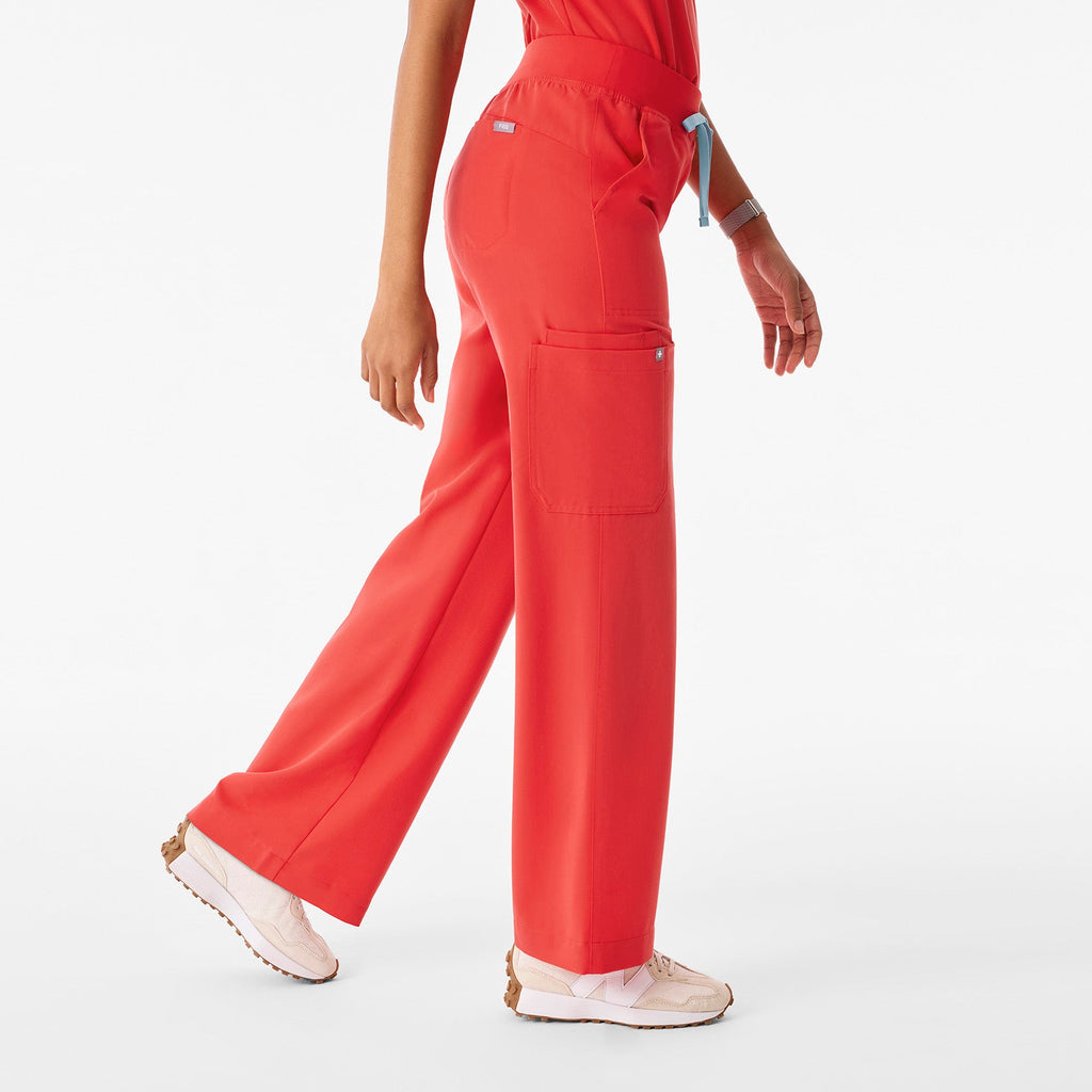 Isabel High-Rise Wide-Leg Scrub Pant - Hibiscus