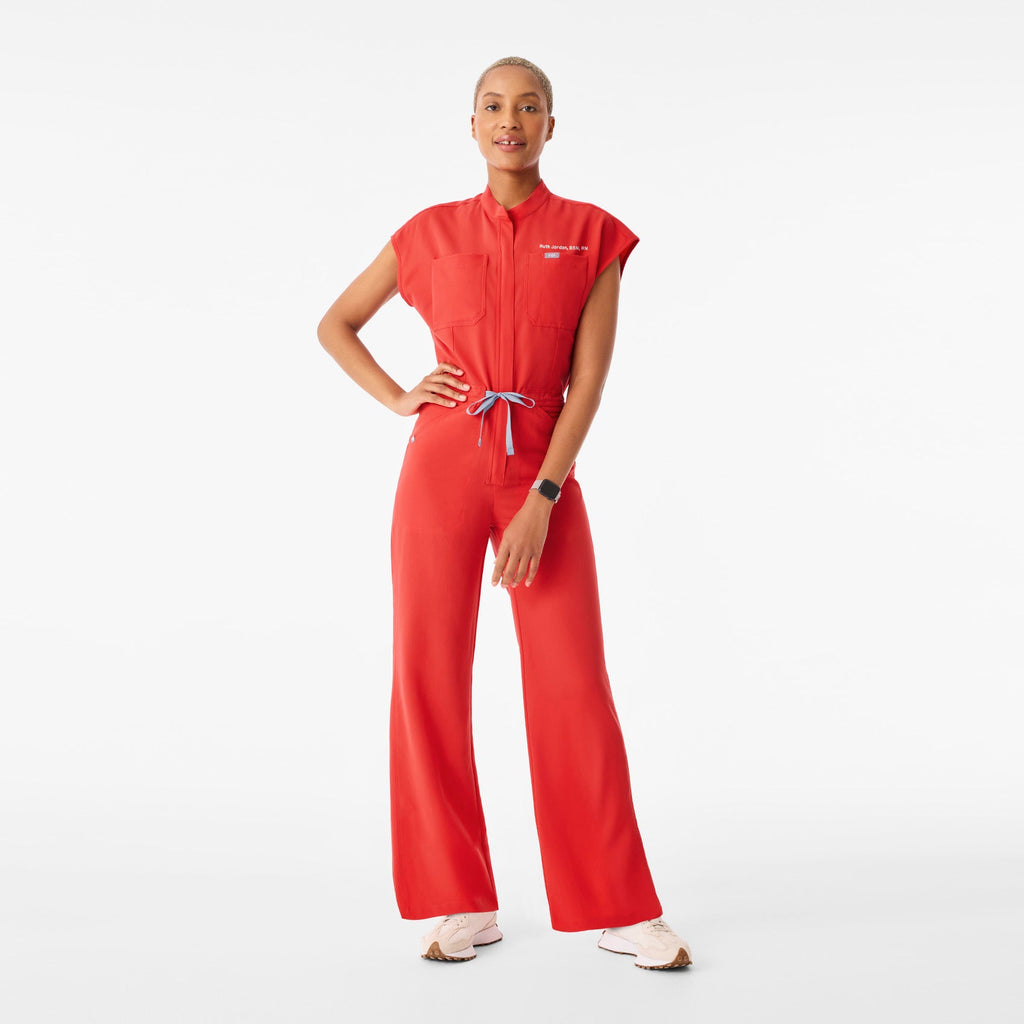 Rafaela Wide-Leg ScrubJumpsuit™ - Hibiscus