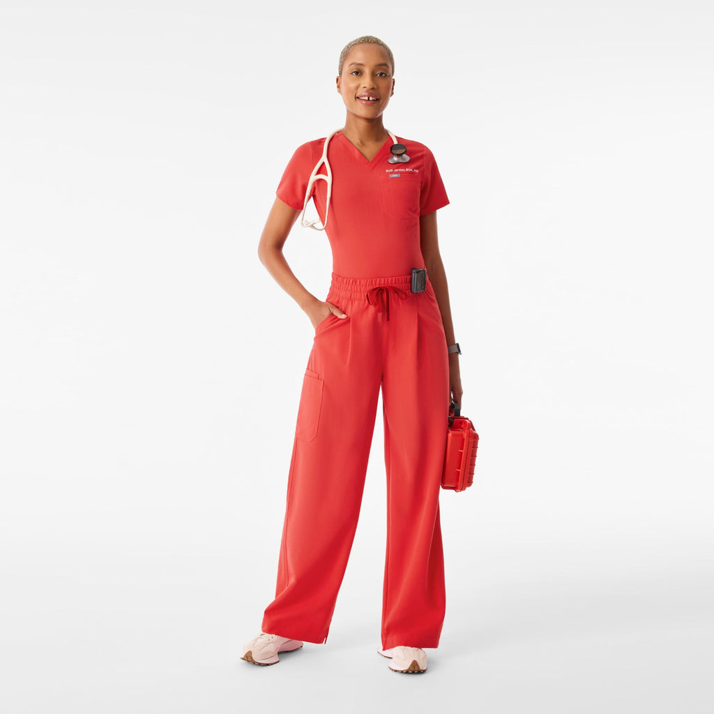 Shelby Ultra-High-Rise Wide-Leg Scrub Pant - Hibiscus