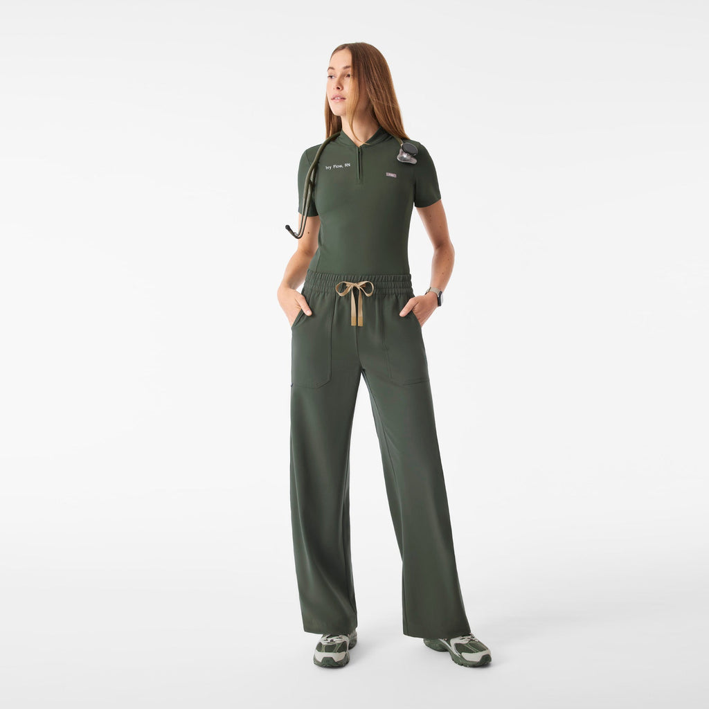 Roslyn Wide-Leg Scrub Pant - Moss