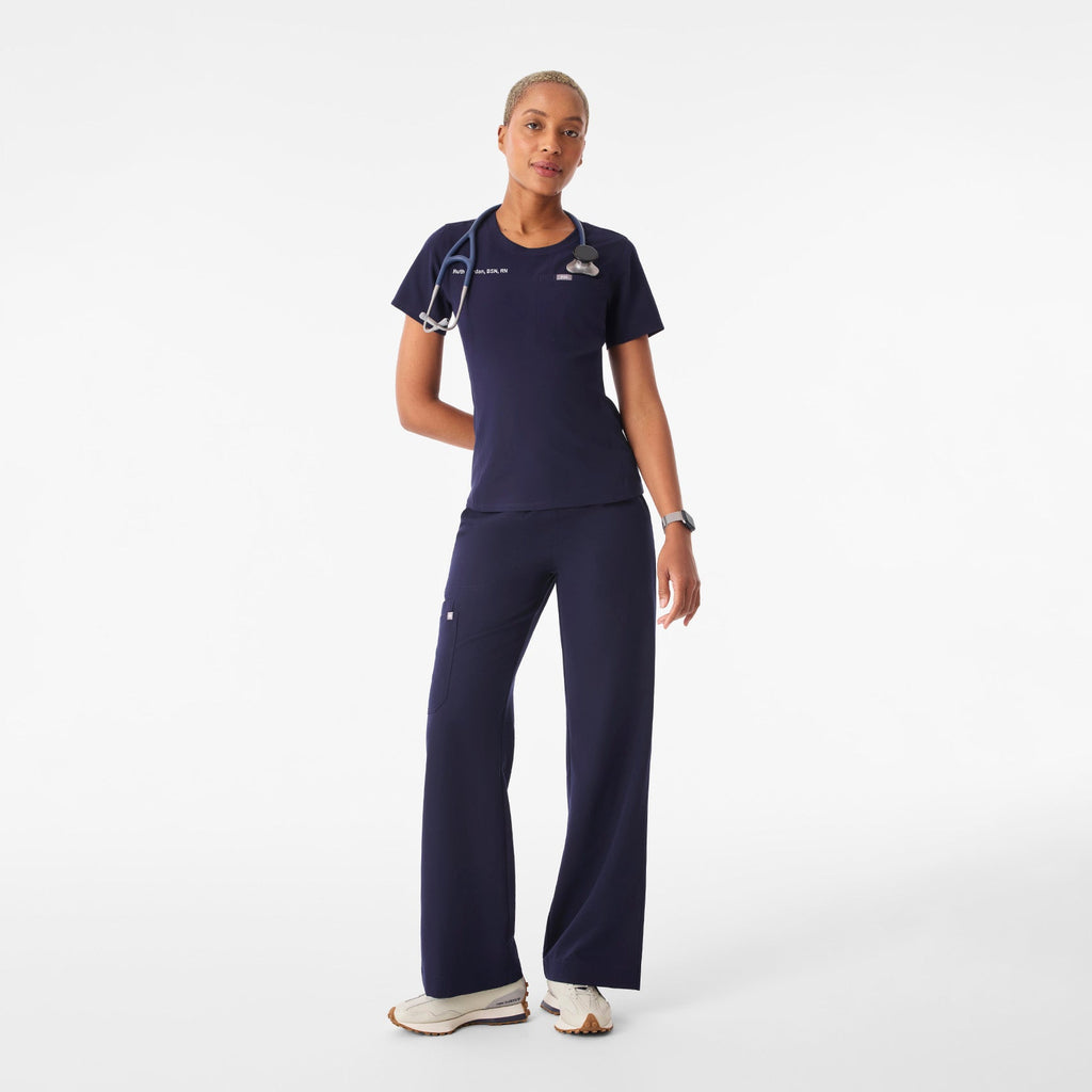 Eliza Slim Scrub Top - Navy