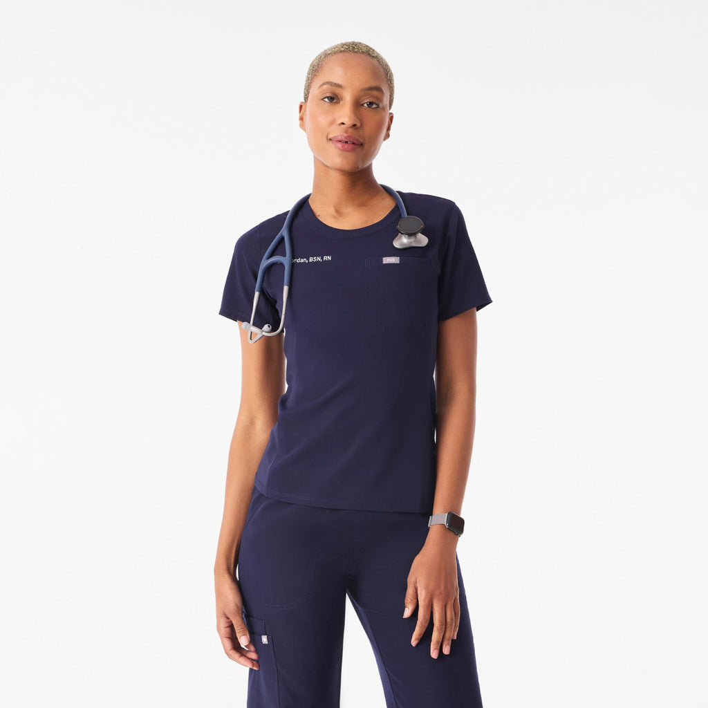 Eliza Slim Scrub Top - Navy