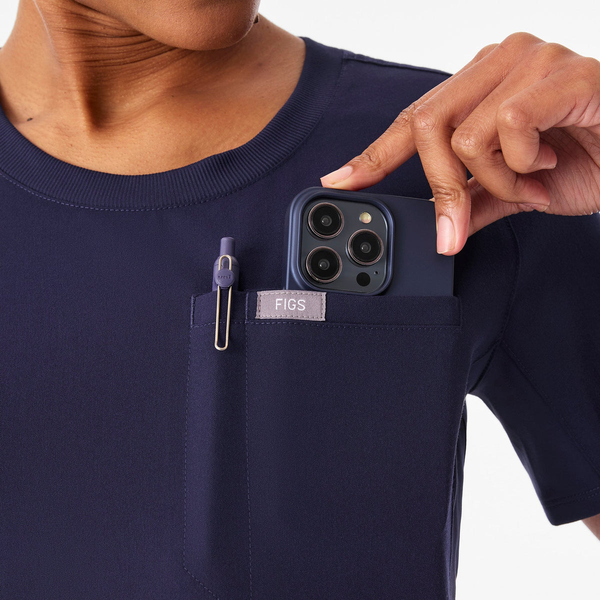 Eliza Slim Scrub Top - Navy