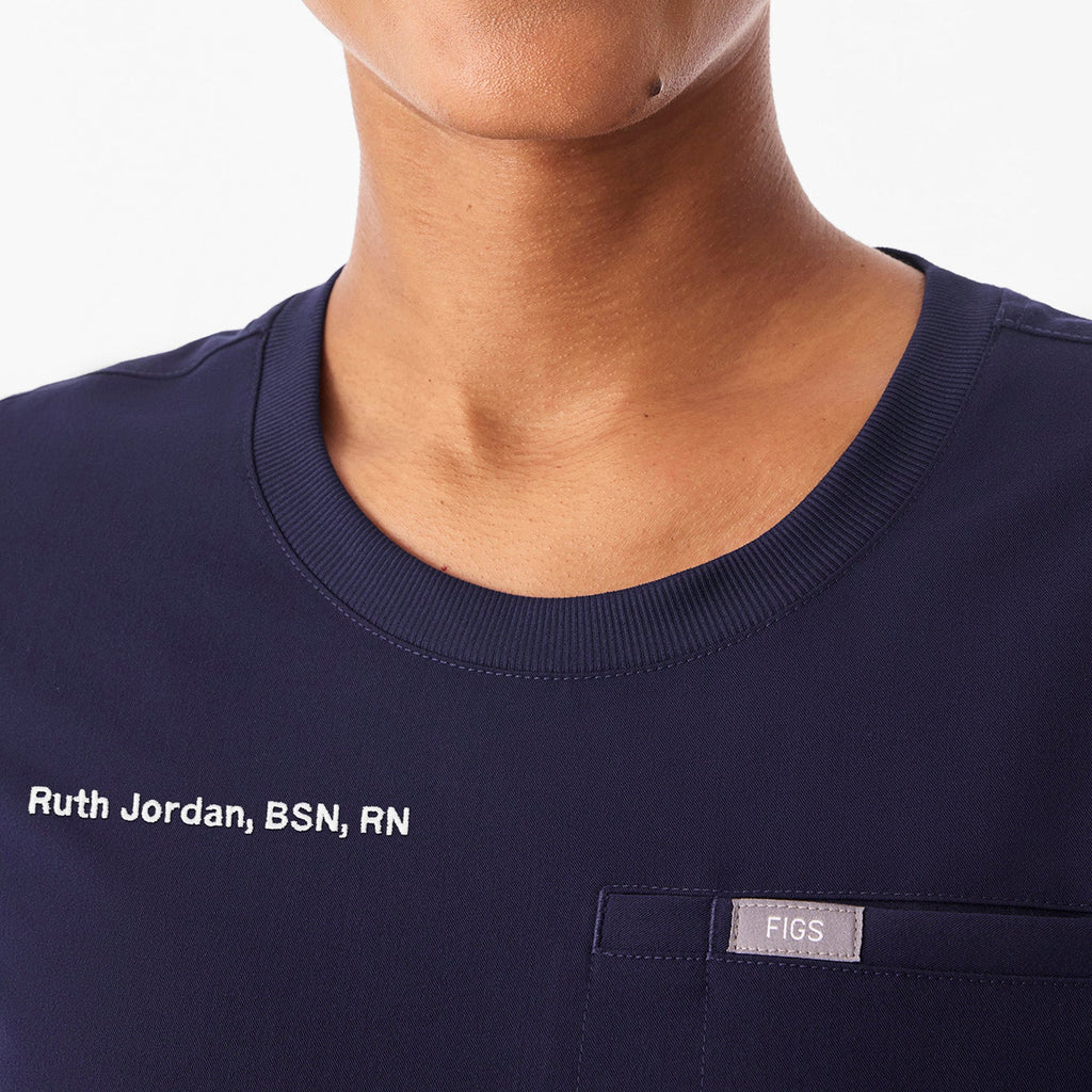 Eliza Slim Scrub Top - Navy