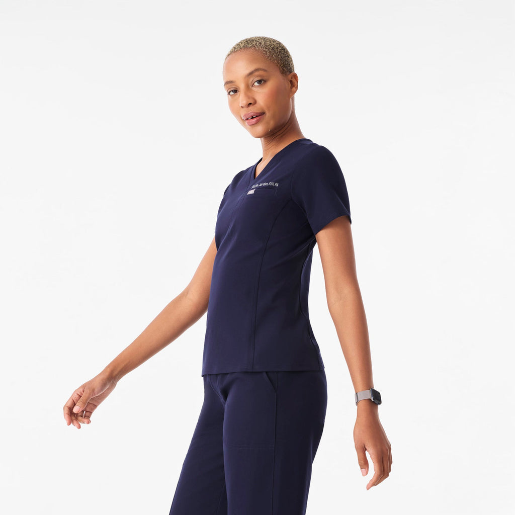 Everly Slim Scrub Top - Navy