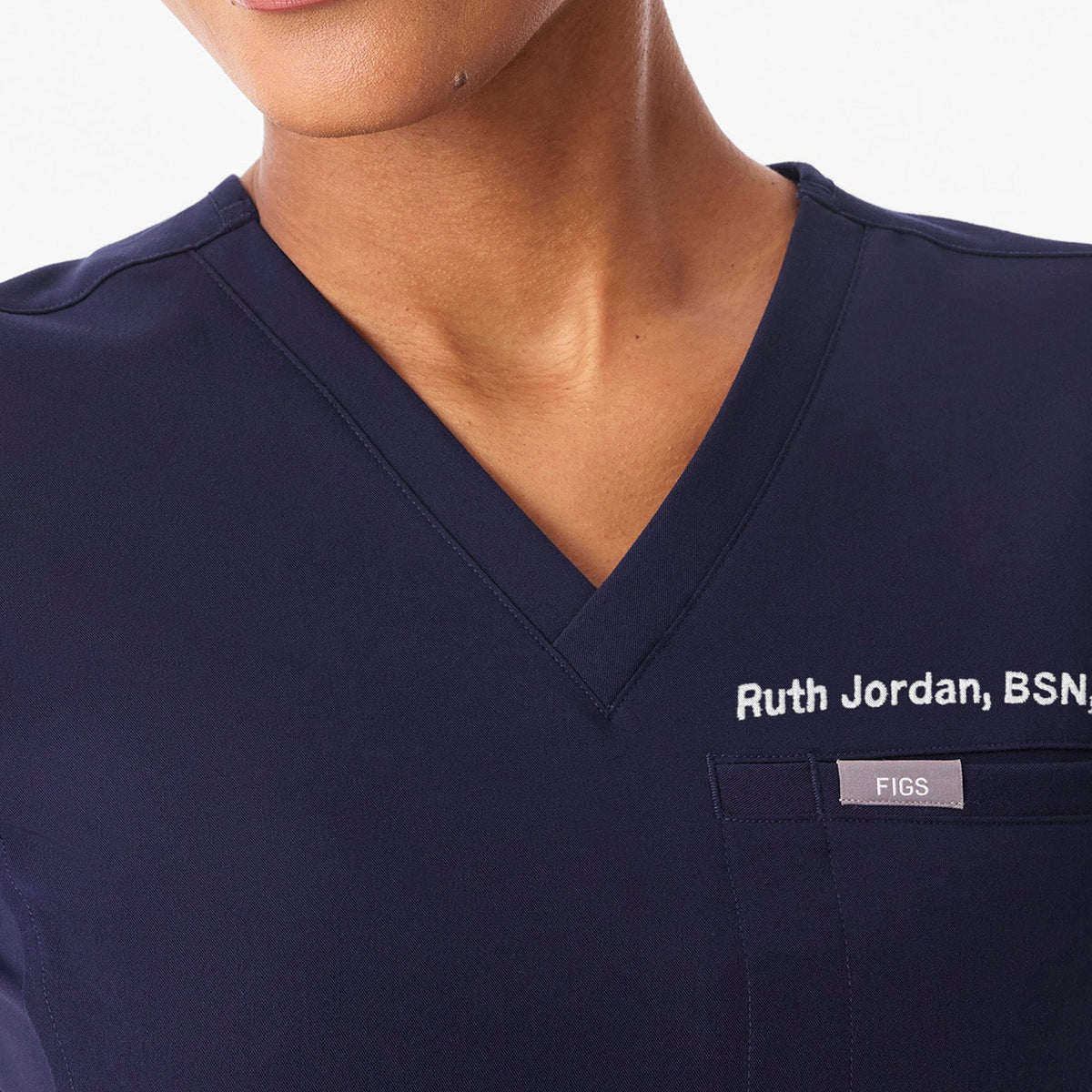 Everly Slim Scrub Top - Navy