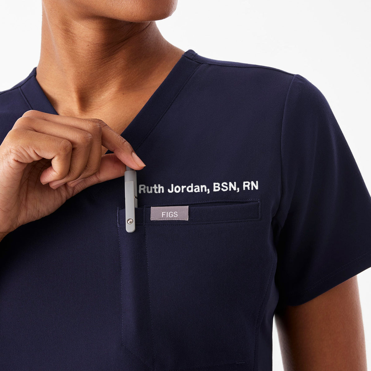 Everly Slim Scrub Top - Navy