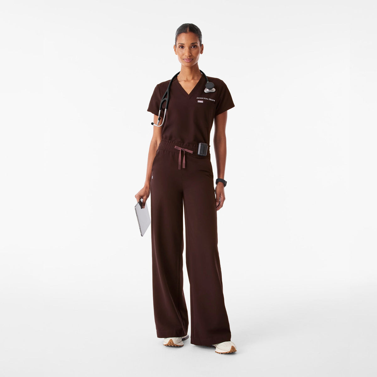 Allison High-Rise Ultra-Wide-Leg Scrub Pant - Espresso
