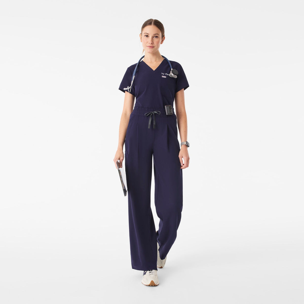 Shelby Ultra-High-Rise Wide-Leg Scrub Pant - Navy