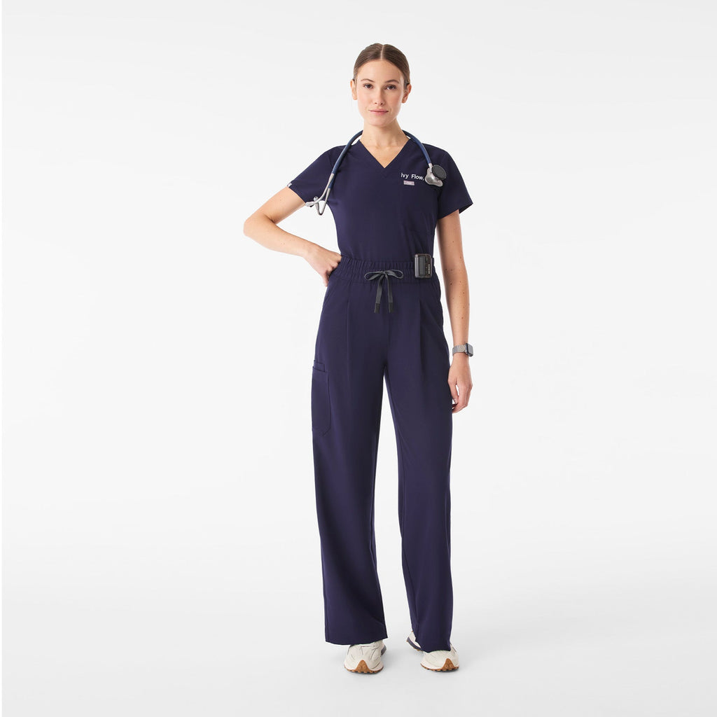Shelby Ultra-High-Rise Wide-Leg Scrub Pant - Navy