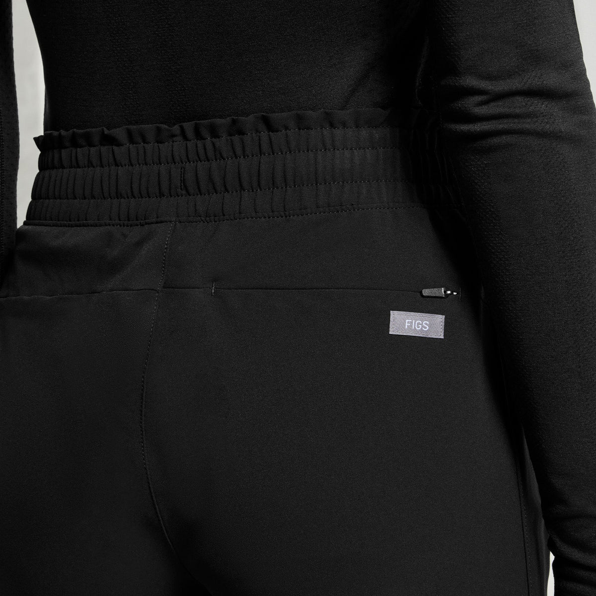 Mina High-Rise Wide-Leg Scrub Pant - Black