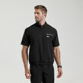 Quincy Mock-Neck Scrub Top - Black