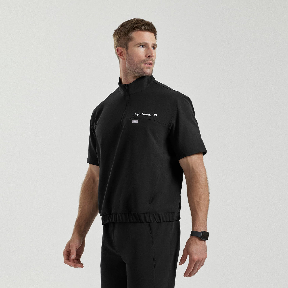 Quincy Mock-Neck Scrub Top - Black