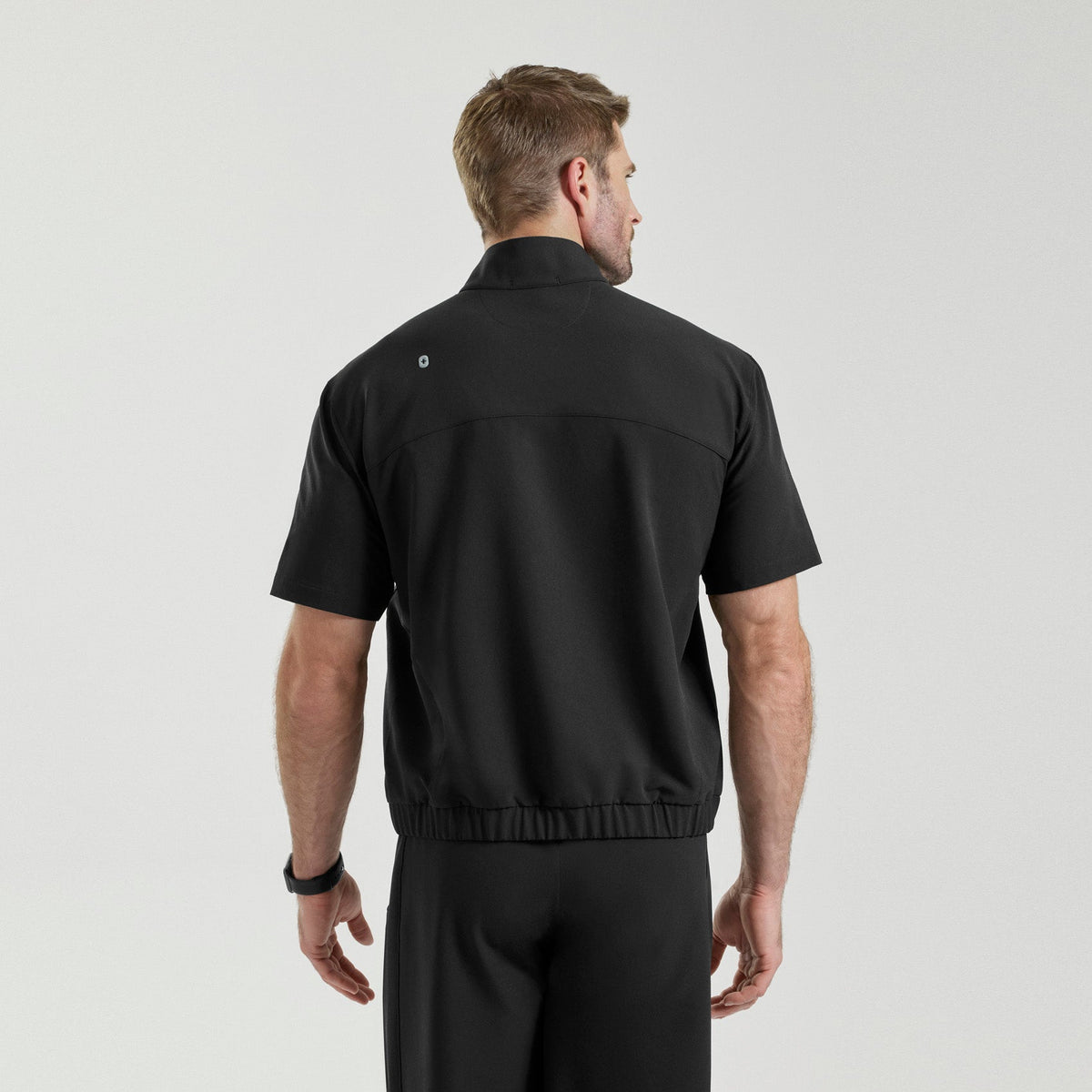 Quincy Mock-Neck Scrub Top - Black