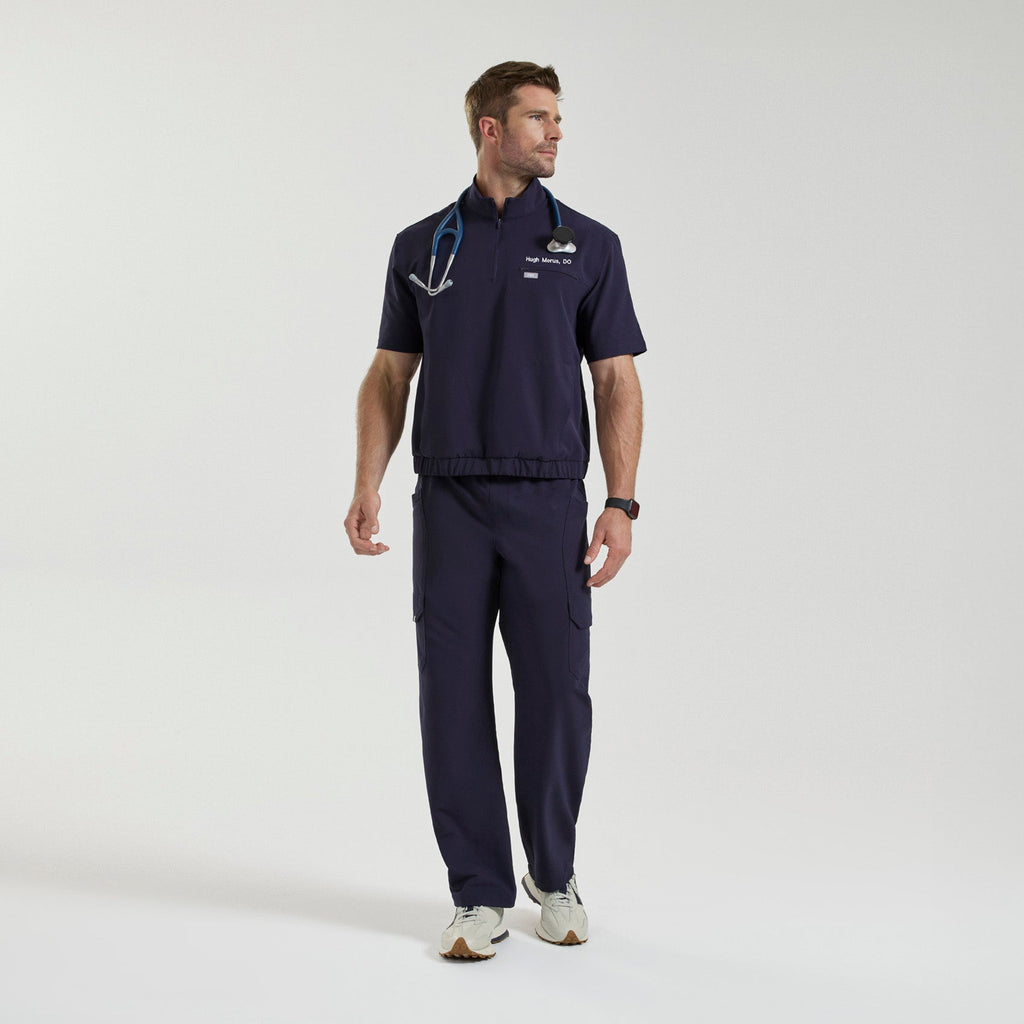 Quincy Mock-Neck Scrub Top - Navy
