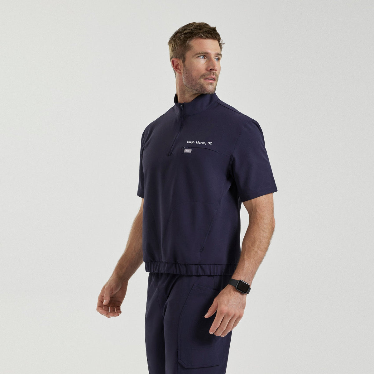 Quincy Mock-Neck Scrub Top - Navy