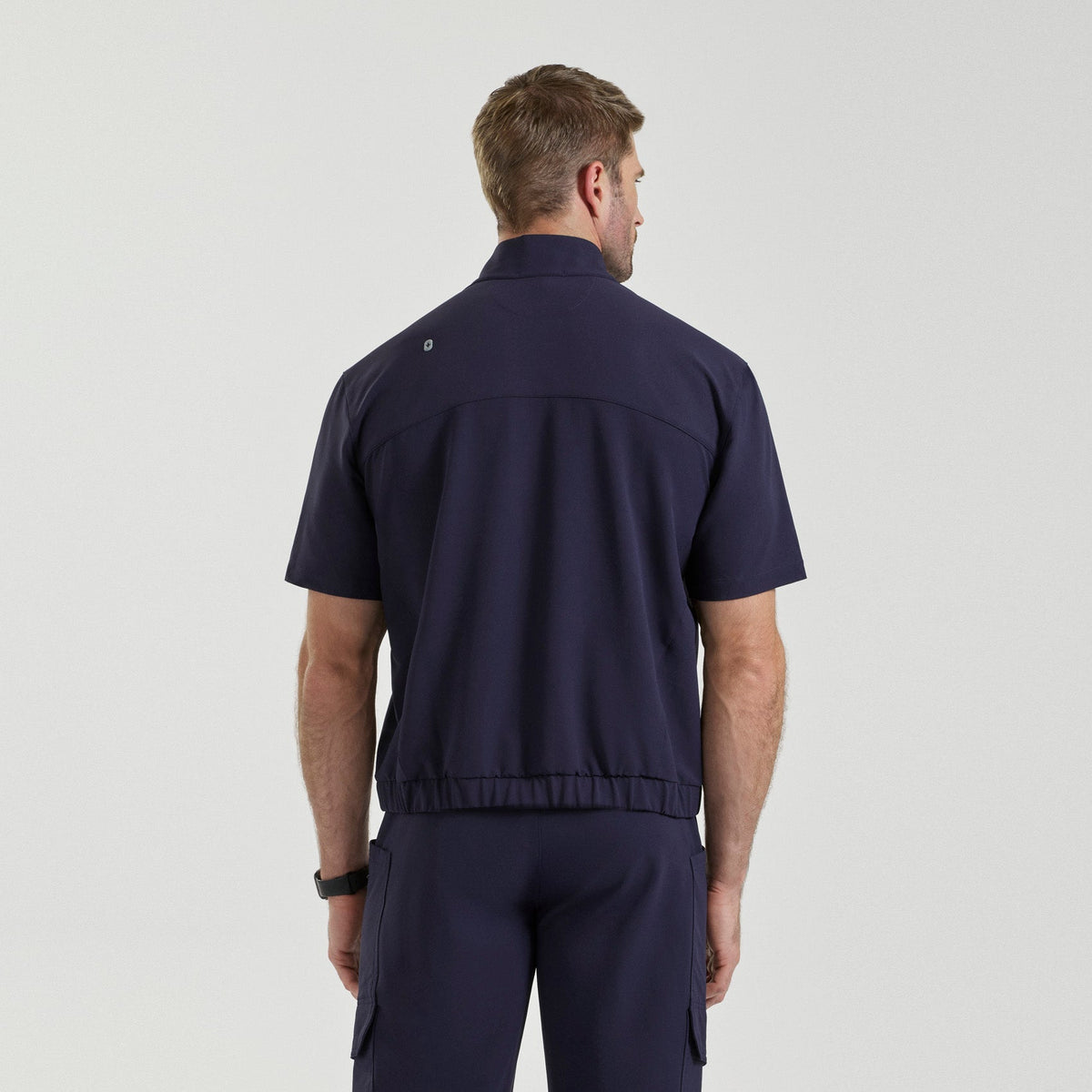 Quincy Mock-Neck Scrub Top - Navy
