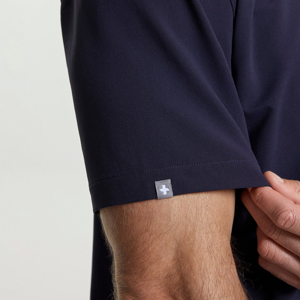 Quincy Mock-Neck Scrub Top - Navy
