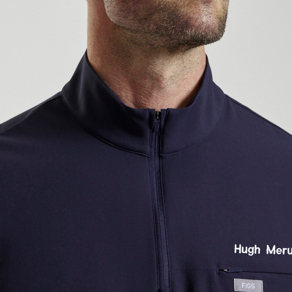 Quincy Mock-Neck Scrub Top - Navy