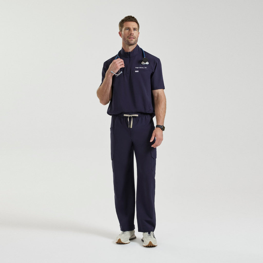 Quincy Mock-Neck Scrub Top - Navy