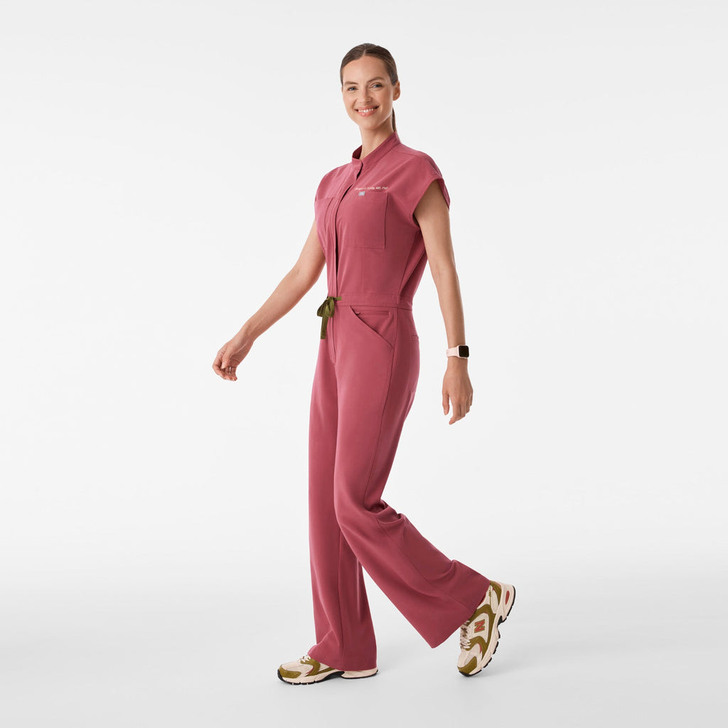 Rafaela Wide-Leg ScrubJumpsuit™ - Berry Spice