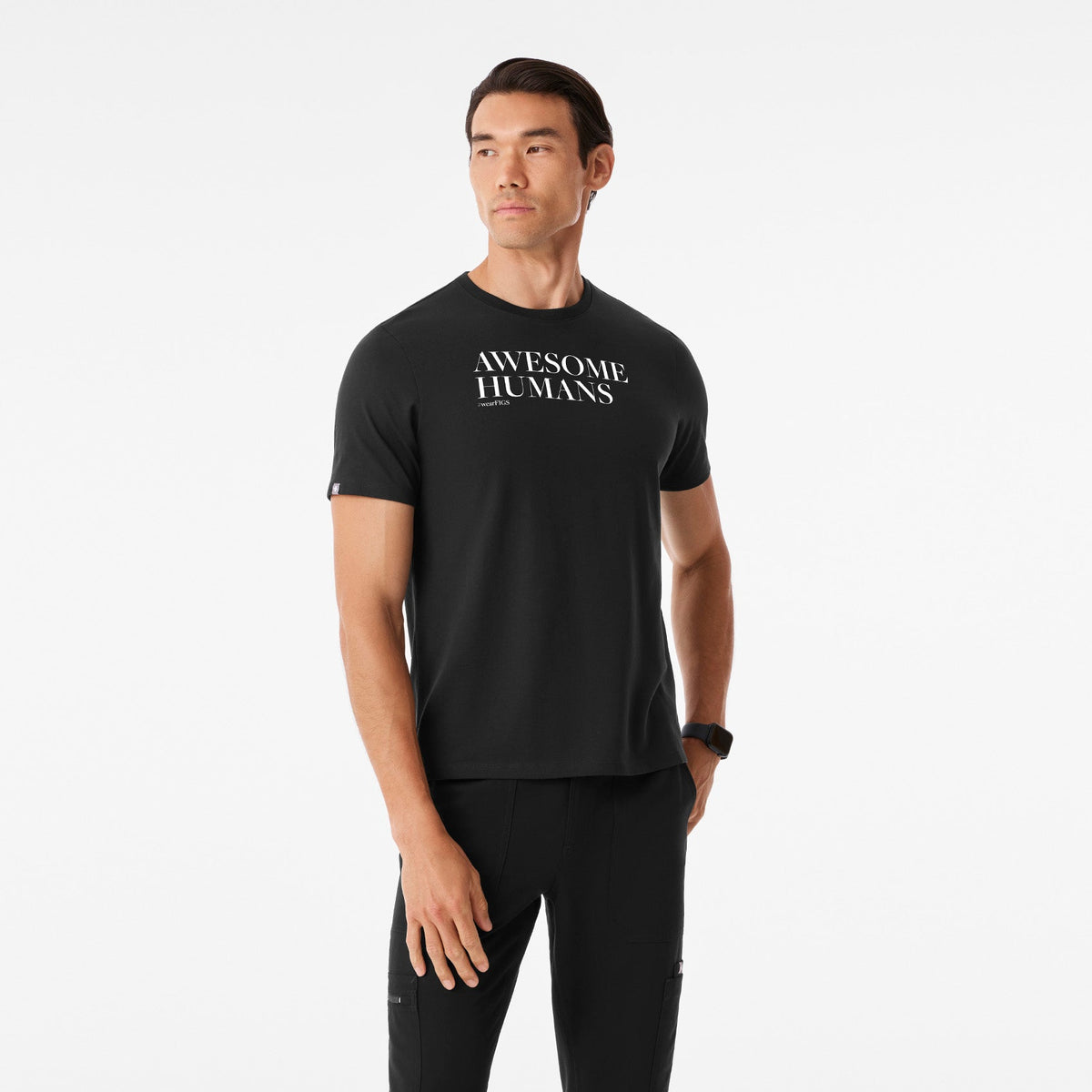 Awesome Humans Wear FIGS Short-Sleeve Tee - Black