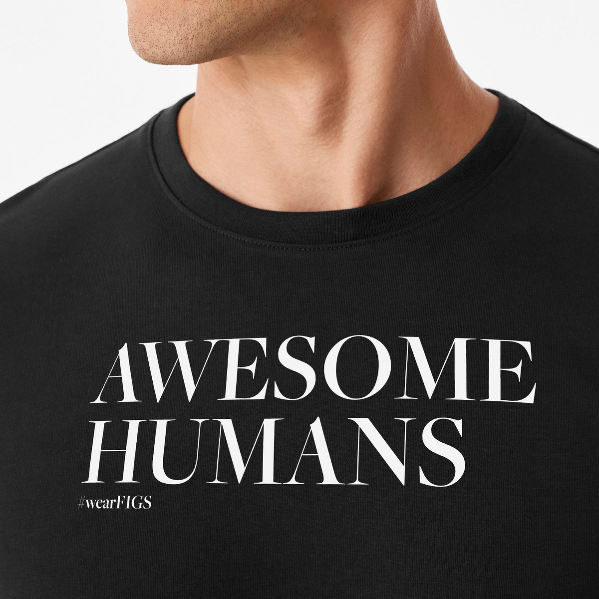 Awesome Humans Wear FIGS Short-Sleeve Tee - Black