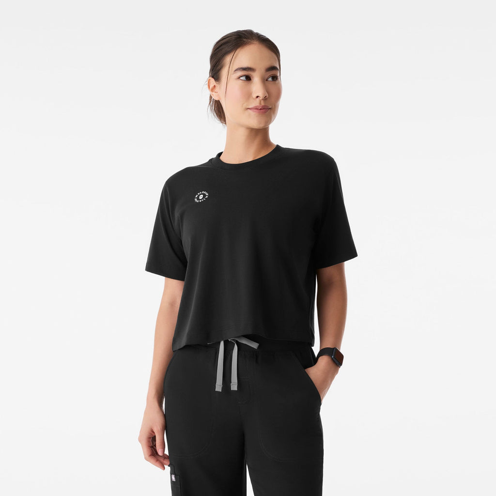 Born in LA Cropped Short-Sleeve Tee - Black