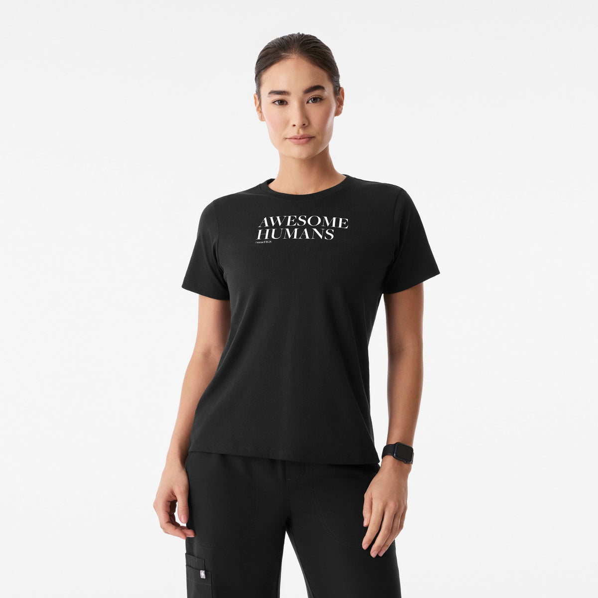 Awesome Humans Wear FIGS Short-Sleeve Tee - Black