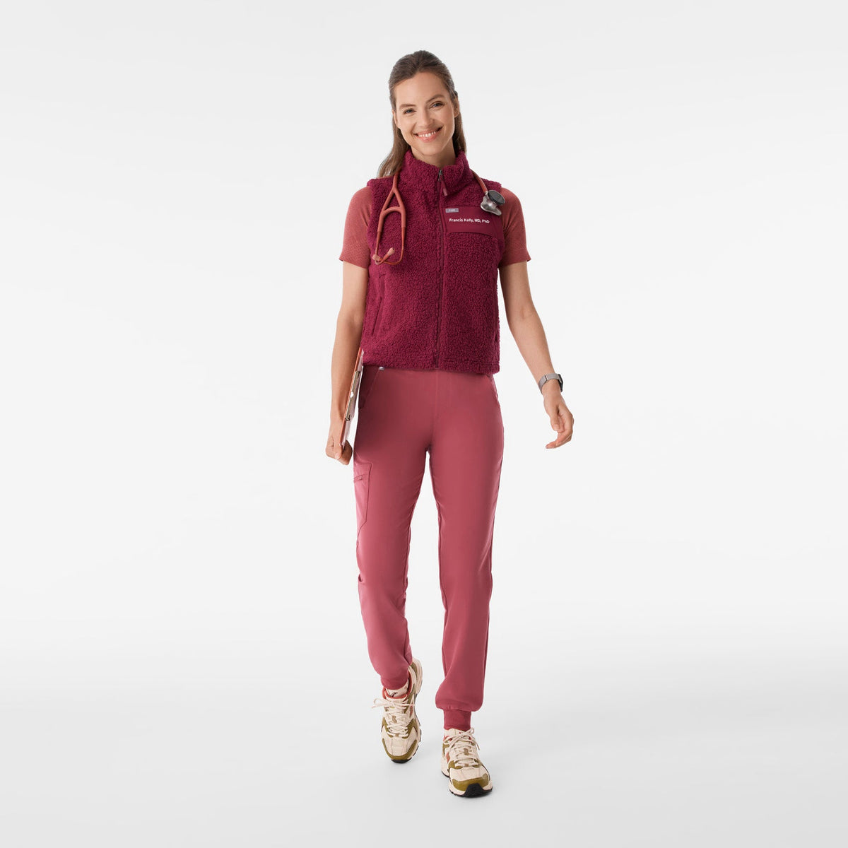 High-Pile Fleece Vest - Deep Cranberry