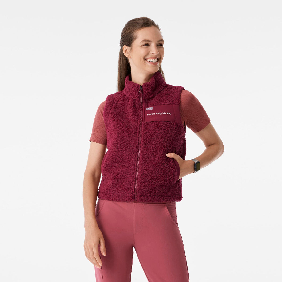 High-Pile Fleece Vest - Deep Cranberry