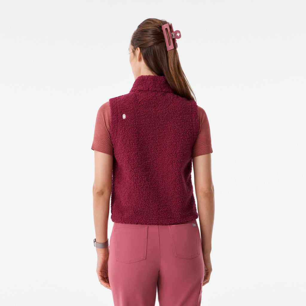 High-Pile Fleece Vest - Deep Cranberry