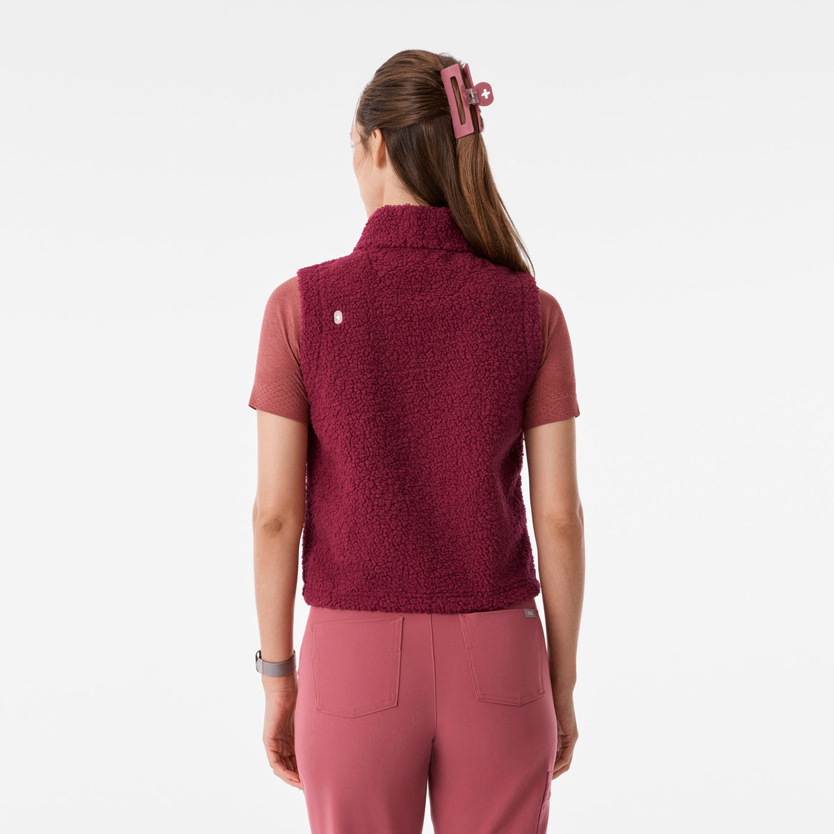 High-Pile Fleece Vest - Deep Cranberry