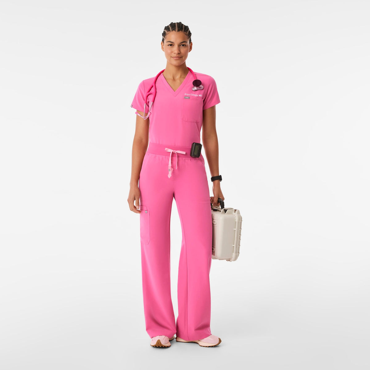 Isabel High-Rise Wide-Leg Scrub Pant - F*ing Pink