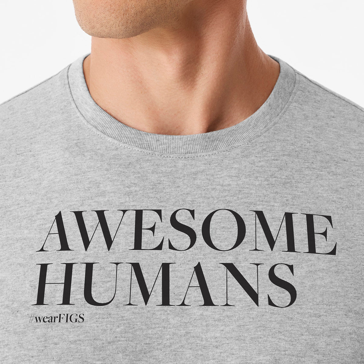 Awesome Humans Wear FIGS Short-Sleeve Tee - Heather Grey